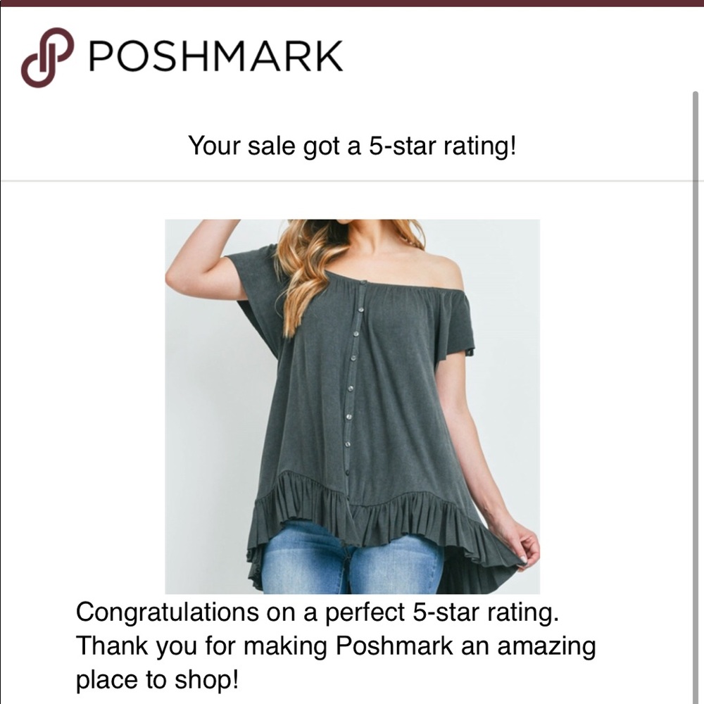 Charcoal Boho style off shoulder tunic top - Picture 11 of 11